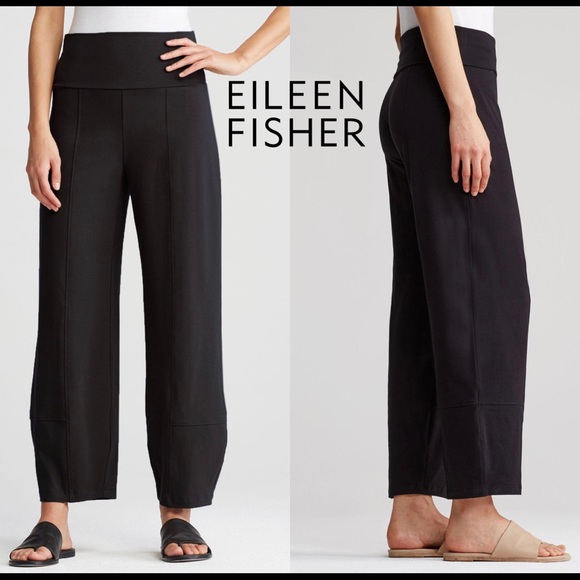 Eileen Fisher Pants - Eileen Fisher | Wide Leg Lantern Ankle Crop Organic Cotton Fold-Over Pant Medium